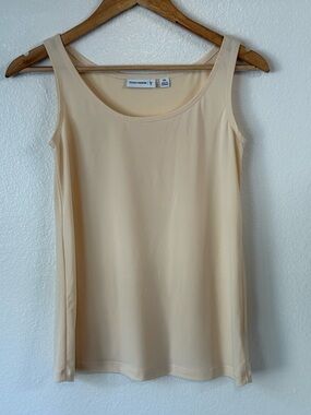 Susan Graver Scoop Neck Tank Top Cream Beige Size XXS Silky Petite